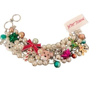 BETSEY JOHNSON Christmas Holiday Revival Multi-Charm & Baubles Bracelet NEW NWT